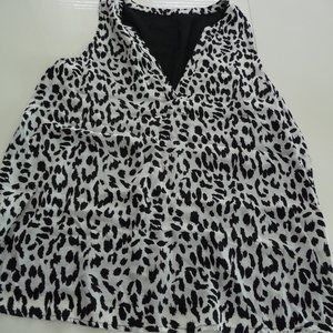 VINCE  TRENDY SILK  ANIMAL PRINT  BLACK/WHITE TANK TOP SIZE S